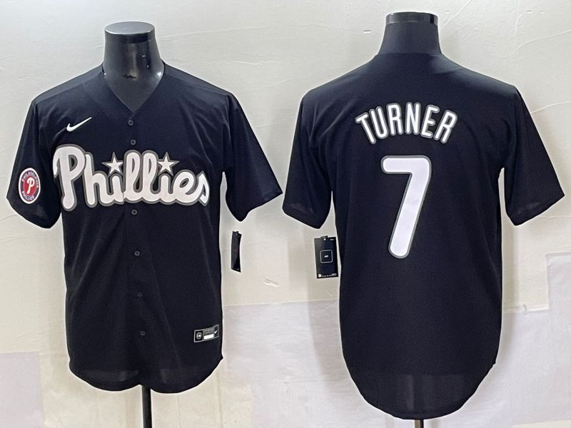 Men 2025 Philadelphia Phillies #7 Turner Black Fashion Nike MLB Jersey style 7096